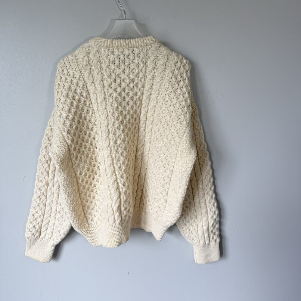 VTG Gaeltarra Women's Cable Knit Fisherman Sweater Crew 40” Approx US M Cream - Picture 4 of 5